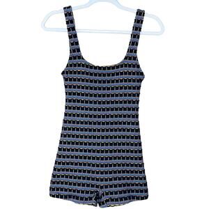 ZARA Jacquard Jumpsuit Romper Stretch Multicolor Striped Shorts Size Small